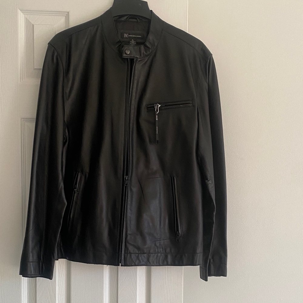 INC Men's Black Leather Jacket